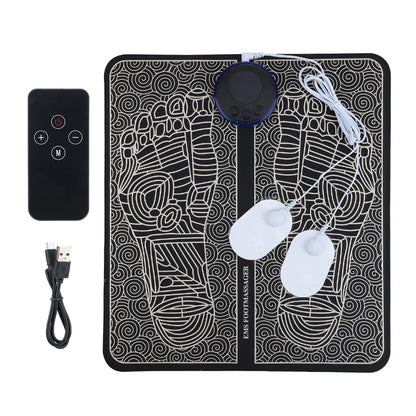 EMS Foot Massager Mat with Remote | USB-C Rechargeable Foot and Leg Stimulator with 8 Modes and 19 Intensity Levels