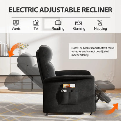 Power Recliner Chair with Massage and Heat | Electric Reclining Chair with 8 Vibration Nodes, Footrest & Side Pockets