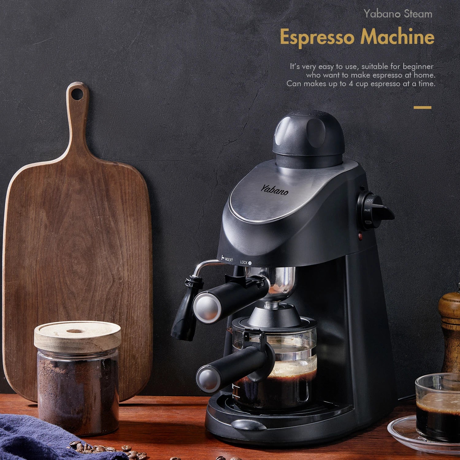 Steam Espresso Machine | 3.5 Bar Pressure, Milk Frother & 4-Cup Brewing