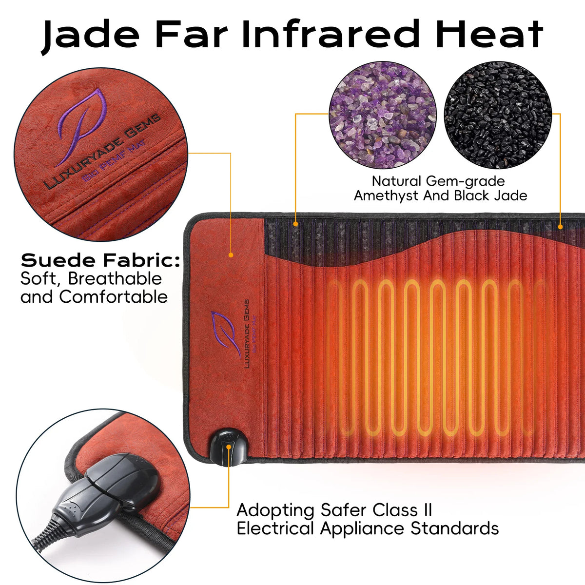 PEMF Infrared Heating Mat with Stone Layer and Timer, 26 x 59 Inches
