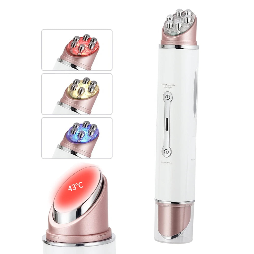 EMS LED Eye and Face Massager with 43°C Heat | Red Blue Yellow Light Modes, Vibration & USB Rechargeable Design