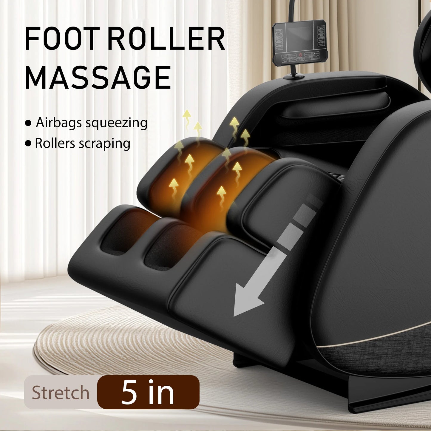 Zero Gravity Full Body Massage Chair with 6 Rollers | 24 Airbags, Waist and Leg Heat, Foot Rollers, Bluetooth & Touchscreen