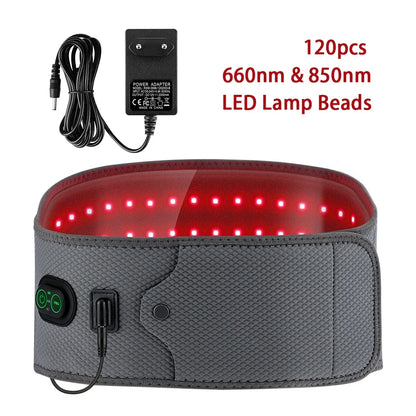 Red Light Therapy Belt | 660nm 850nm Near Infrared Waist Wrap for Lower Back, Lumbar Support & Pain Relief