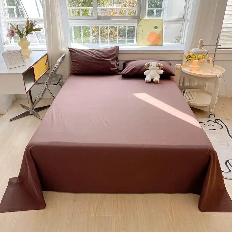 3-Piece Cotton Flat Sheet & Pillowcase Set Color 10