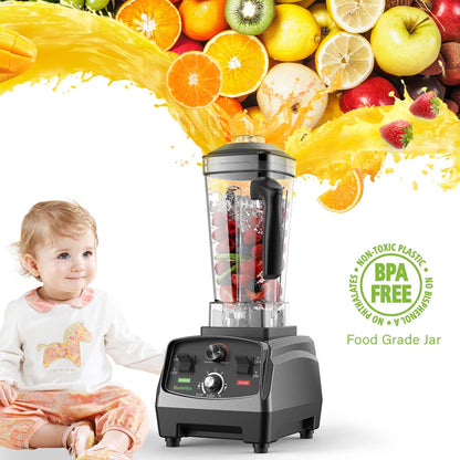 Professional Countertop Blender 2200W | 2L Jar, 6-Blade System, Timer, Ice Crushing