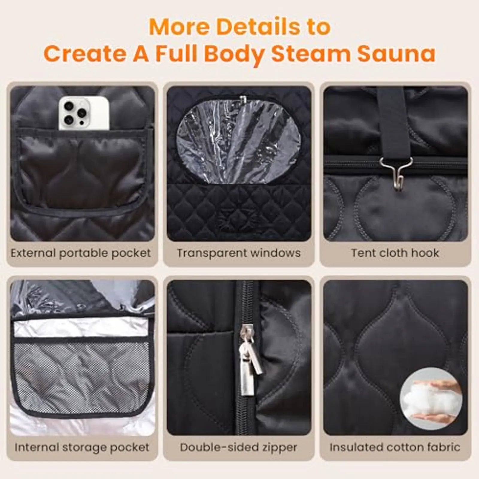 Portable Steam Sauna Tent | Full Size Home Sauna with 3L 1300W Steam Generator, Chair, Timer & 9 Heat Levels