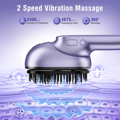 Electric Scalp Massager Brush with Essential Oil Atomizer | 2 Vibration Modes, 4 Oil Cartridges, USB Rechargeable & Washable Head