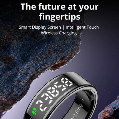 Smart Fitness Ring with OLED Display | Heart Rate, SpO₂, Sleep, Stress & Activity Tracking, 5ATM Waterproof and Wireless Charging
