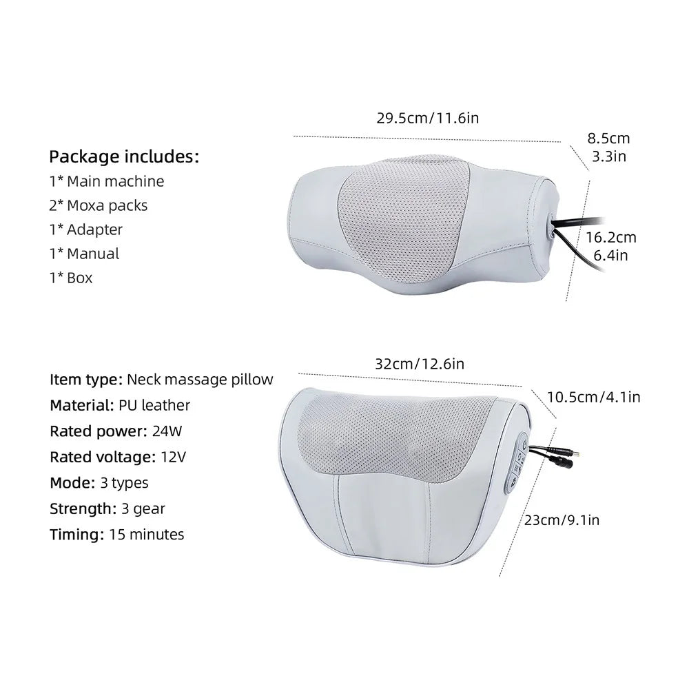Neck Massage Pillow with Heat and Adjustable Air Support