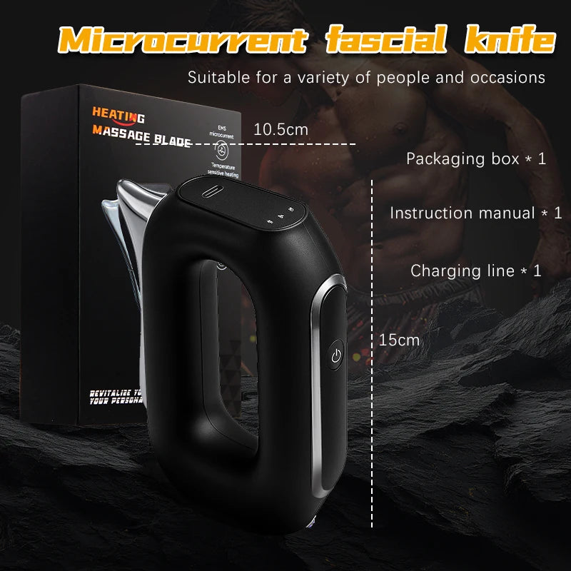 Fascia Scraping Tool Massager with Heat | Electric Muscle Scraper with Vibration, 5 Intensities & USB Charging