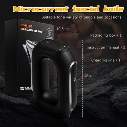 Fascia Scraping Tool Massager with Heat | Electric Muscle Scraper with Vibration, 5 Intensities & USB Charging