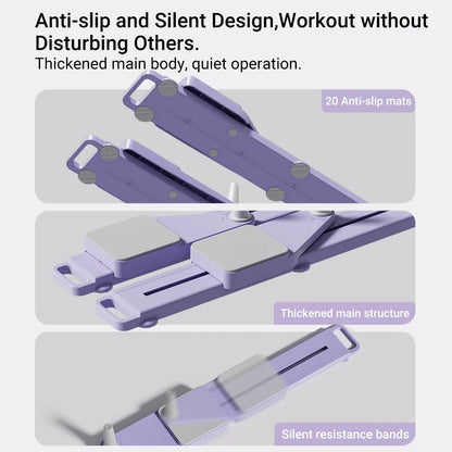 3-in-1 Ab Machine and Ski Trainer | Pilates Core and Leg Workout Board with Resistance Bands, Knee Pads & Silent Rollers