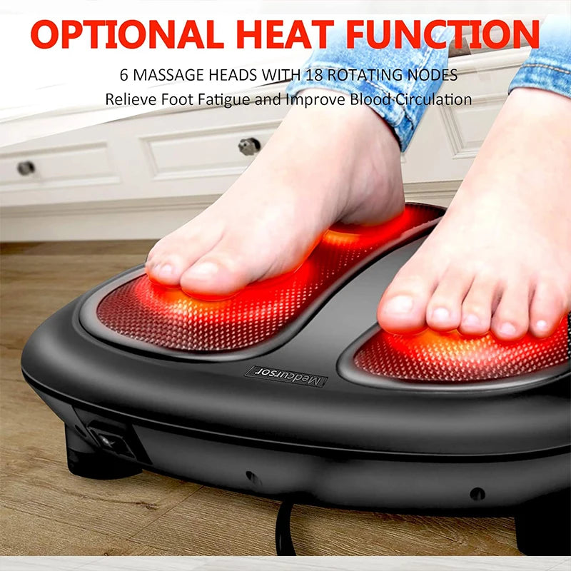 Shiatsu Foot Massager with Heat | 18 Deep-Kneading Nodes, One-Button Control & 20-Minute Auto Shut-Off