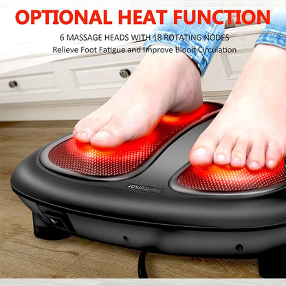 Shiatsu Foot Massager with Heat | 18 Deep-Kneading Nodes, One-Button Control & 20-Minute Auto Shut-Off
