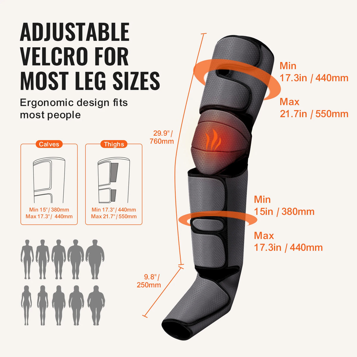 Air Compression Leg Massager with Knee Heat, 3 Modes and 3 Intensities