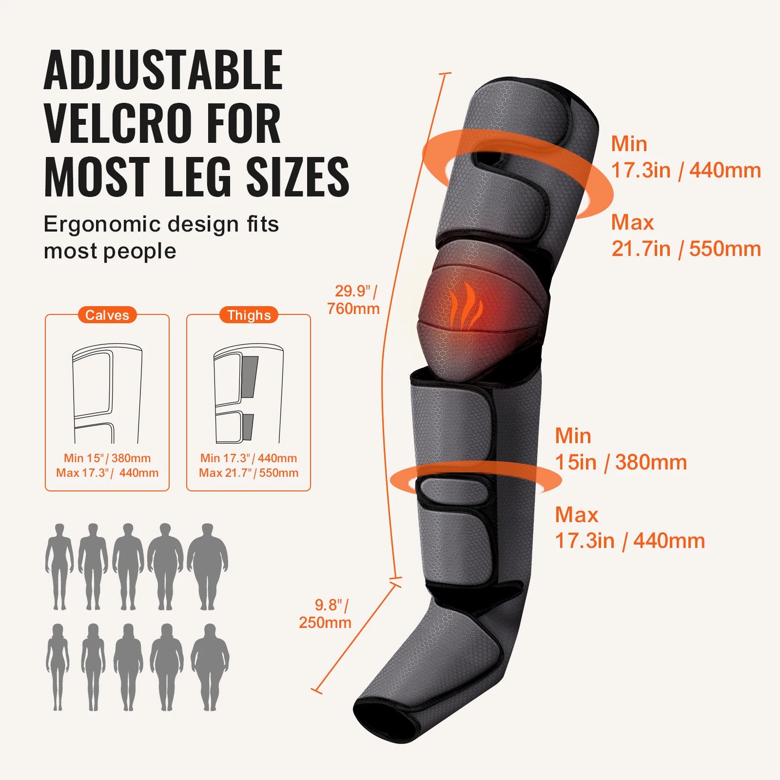 Leg Compression Massager with Heat | Full Foot, Calf & Thigh Air Compression Wraps with 3 Modes, 3 Intensities & Knee Heating
