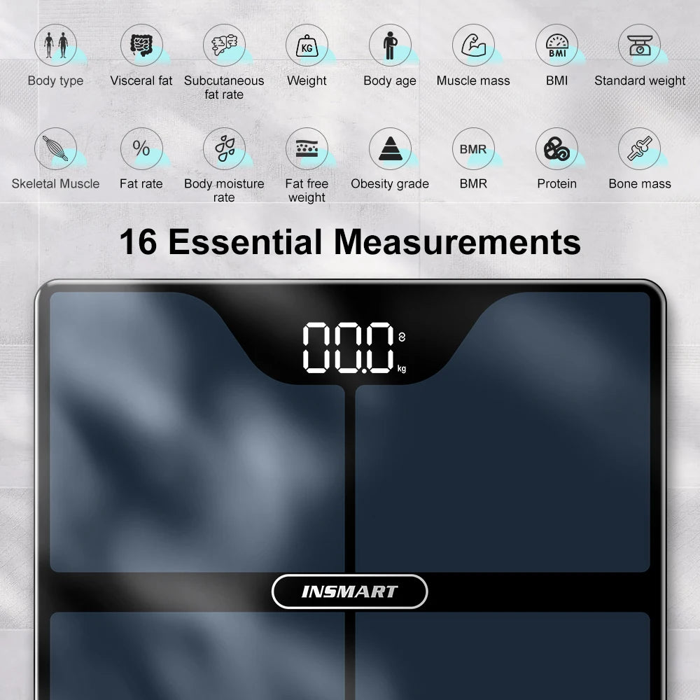 Bluetooth Smart Body Composition Scale with LED Display and App Tracking
