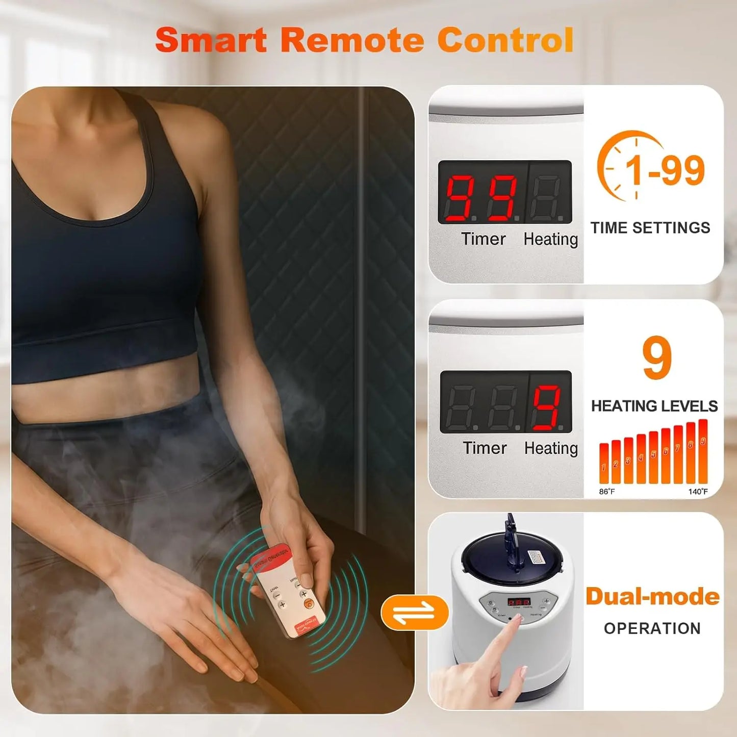 Portable Steam Sauna Tent | Infrared Home Sauna with 2.5L Steam Generator, Chair, 9 Heat Levels & 99-Min Timer