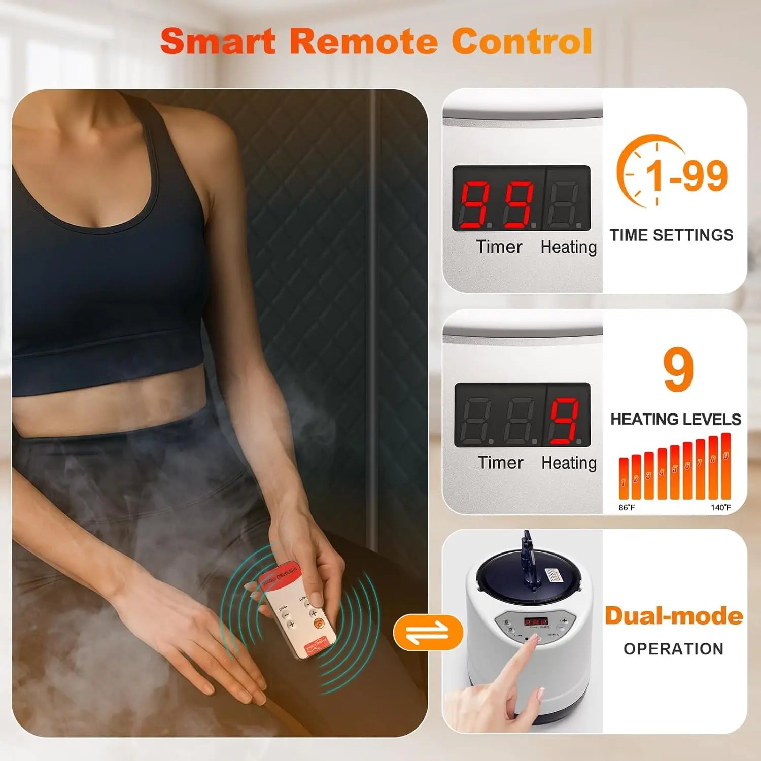Portable Steam Sauna Tent | Infrared Home Sauna with 2.5L Steam Generator, Chair, 9 Heat Levels & 99-Min Timer
