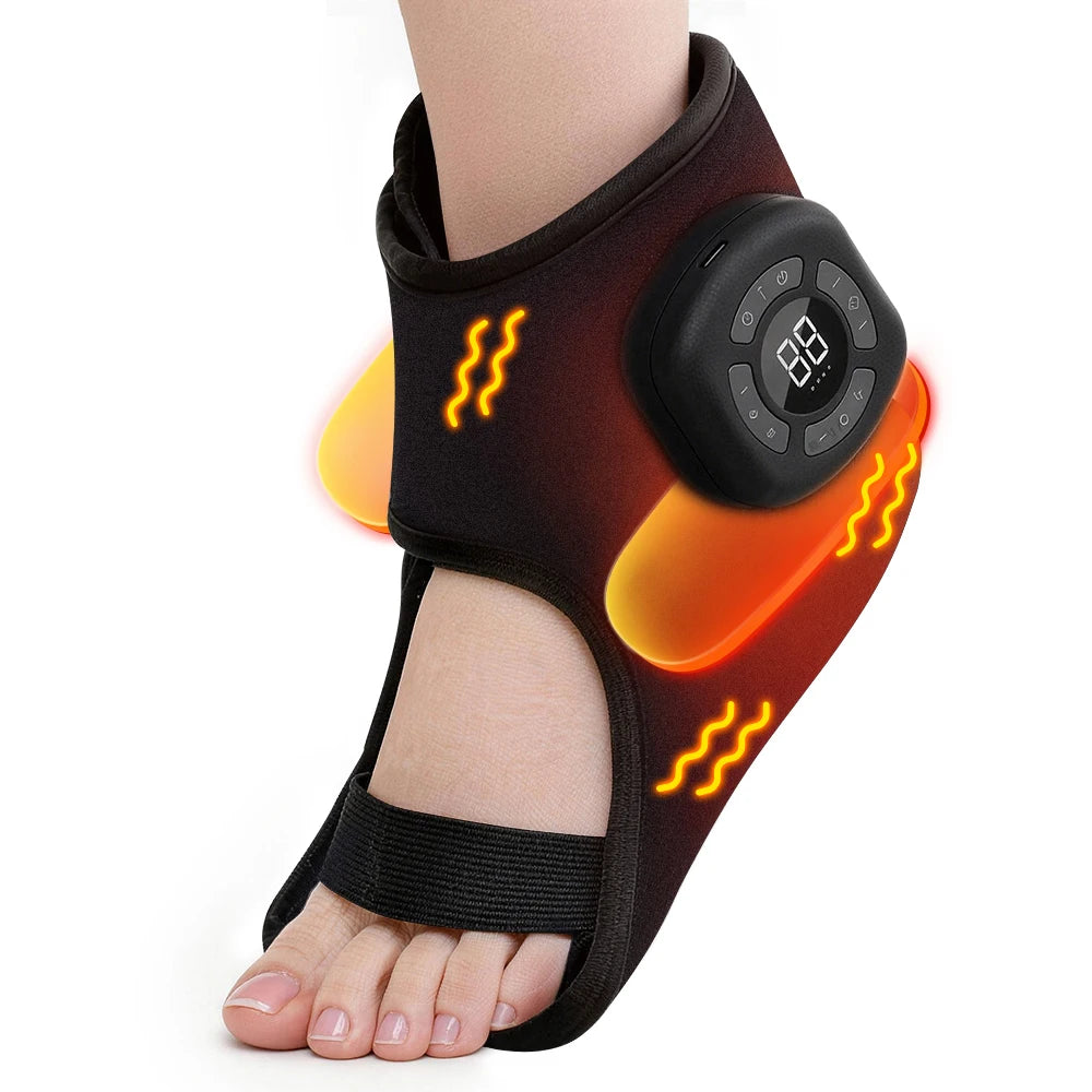 Ankle Massager with Air Compression and Heat | Rechargeable Foot and Ankle Wrap with 3 Modes, 5 Intensities & Optional Vibration