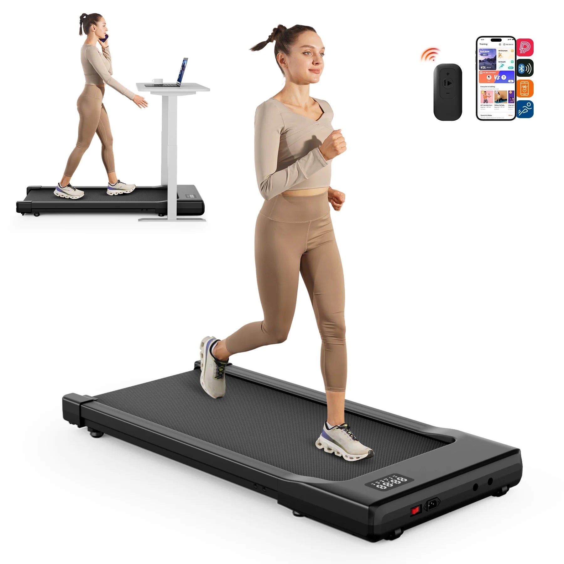 Under Desk Walking Pad Treadmill with 2.5HP Motor | 2.5 MPH, 265 lb Capacity, LED Display, Remote & 3.9-Inch Slim Design