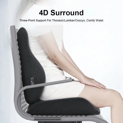 Memory Foam Lumbar Support Pillow with Heat and Vibration | 3 Heat Levels, 3 Massage Modes & Adjustable Chair Straps