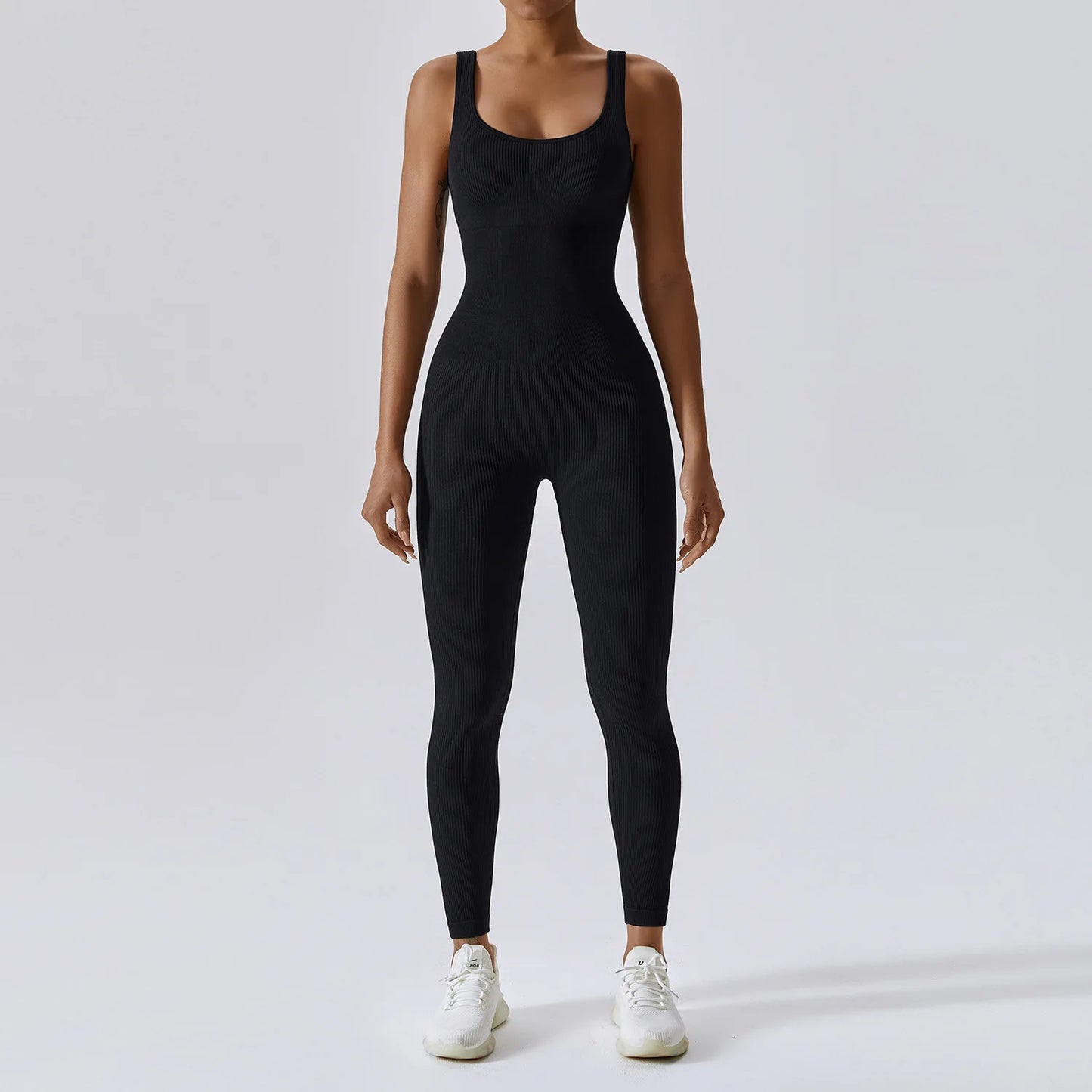 Yoga Jumpsuit for Women | Seamless One Piece Workout Bodysuit with Quick-Dry Stretch Compression Fit Black