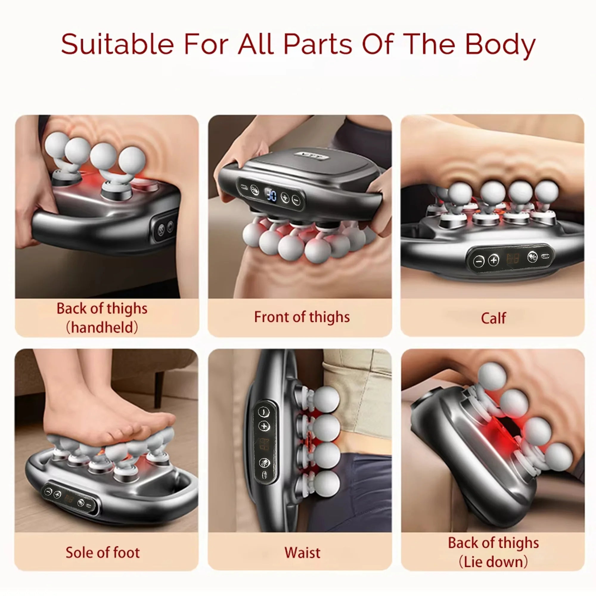 16-Head Deep Tissue Massage Gun | 30 Speeds, 3 Modes & Dual-Handle Full Body Percussion Fascia Massager