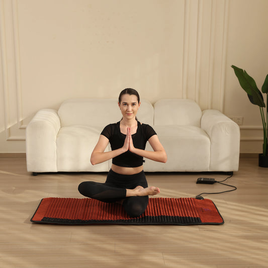 PEMF Infrared Heating Mat 20 x 50 in | Amethyst & Tourmaline Crystal Pad, 85–159°F, 3–64Hz & 12-Hour Timer