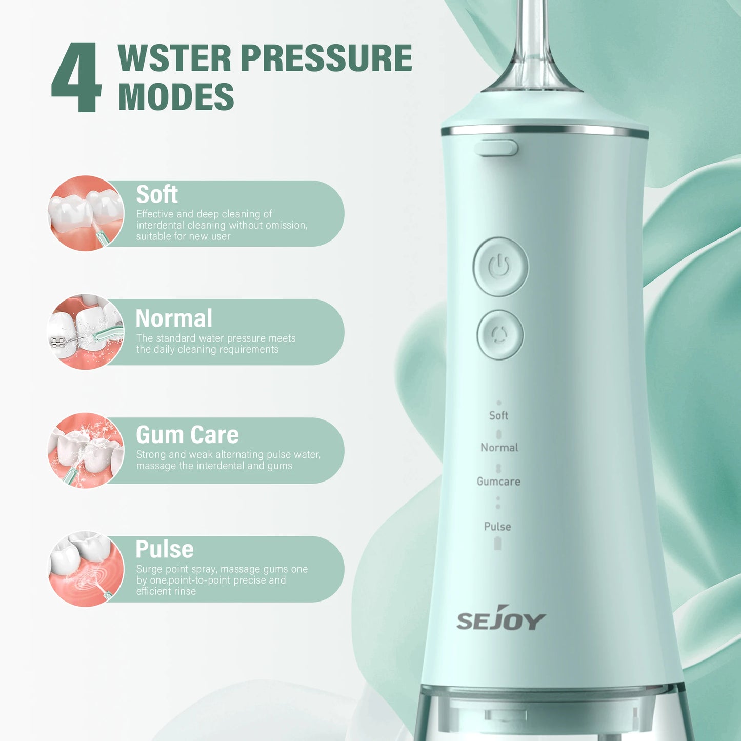 Cordless Water Flosser | 280ml Portable Oral Irrigator | 4 Modes, 6 Tips, USB Rechargeable | 30-Day Battery & IPX7 Waterproof for Deep Dental Cleaning