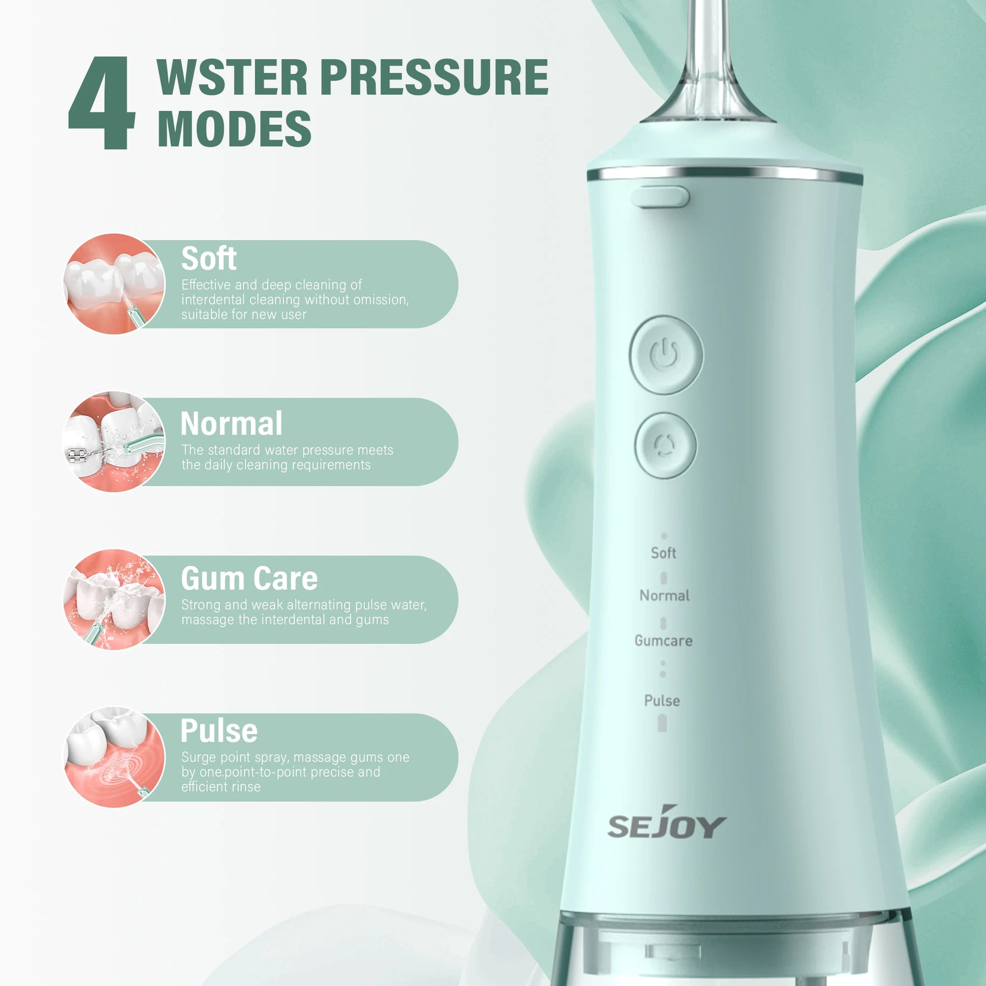 Cordless Water Flosser | 280ml Portable Oral Irrigator | 4 Modes, 6 Tips, USB Rechargeable | 30-Day Battery & IPX7 Waterproof for Deep Dental Cleaning