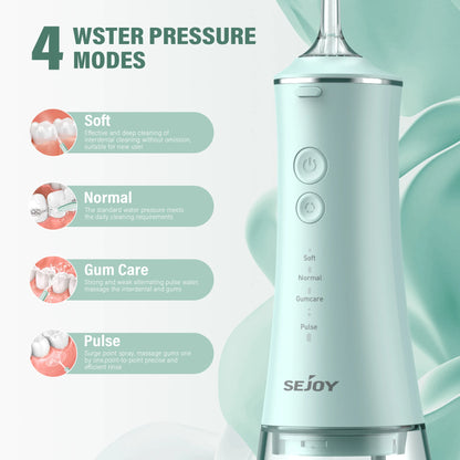 Cordless Water Flosser | 280ml Portable Oral Irrigator | 4 Modes, 6 Tips, USB Rechargeable | 30-Day Battery & IPX7 Waterproof for Deep Dental Cleaning