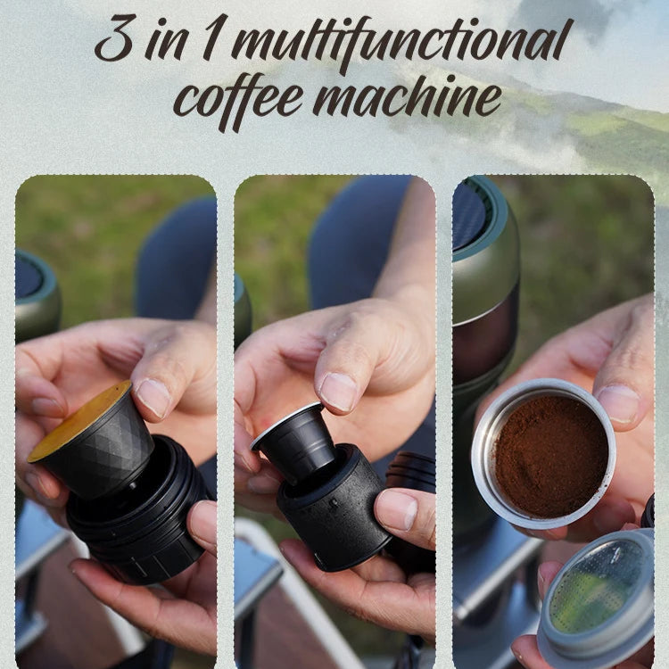 Portable Espresso Maker for Capsules and Ground Coffee, 60 ml Tank