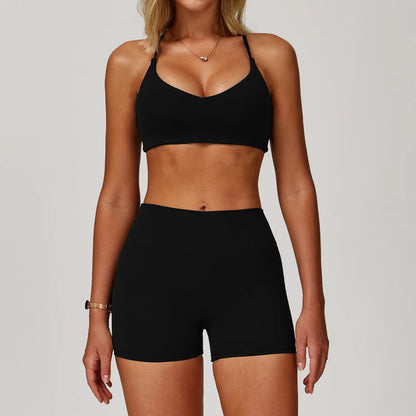 Seamless Yoga Set for Women | Long Sleeve Sports Bra and Leggings Workout Set with Breathable Stretch Fabric Black 2PCS-2