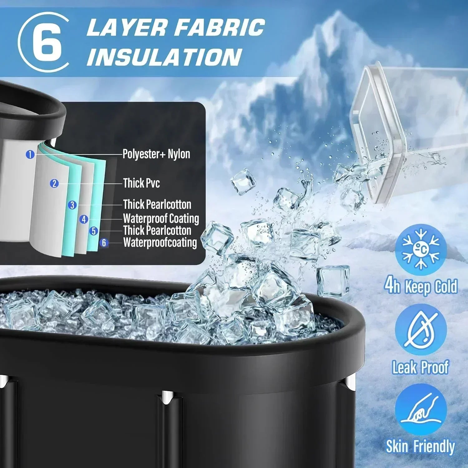 Ice Bath Tub | Foldable Cold Plunge Tub for Adults, Portable Recovery Bath for Home, Outdoor & Post-Workout Use