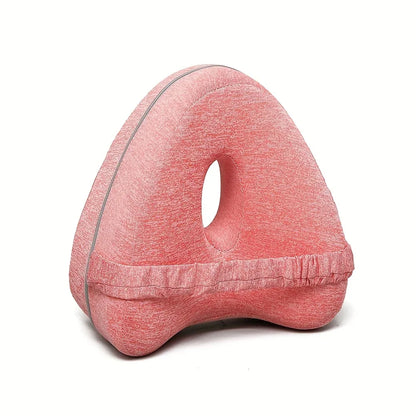 Memory Foam Knee Pillow for Side Sleepers | Ergonomic Leg Spacer with Elastic Strap & Removable Washable Cover Red