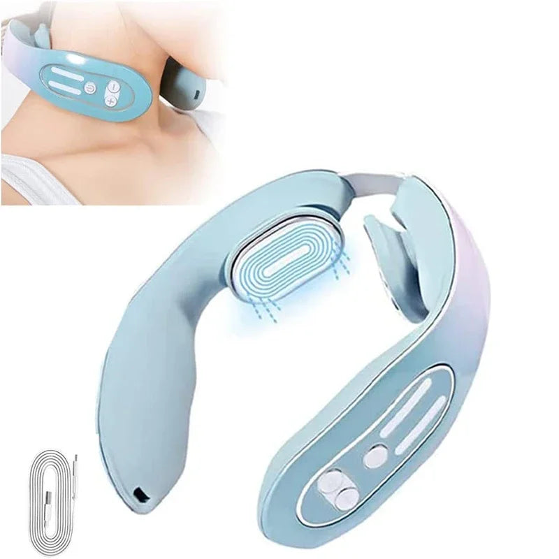 Wireless EMS Neck Massager with Heat | 12 Levels, Infrared Warmth, Portable Design