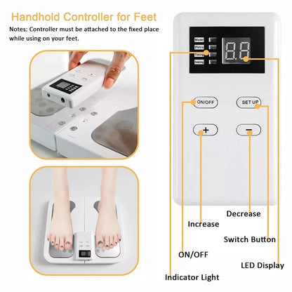 EMS and TENS Foot Massager Mat with Heat | 3 Heat Levels, Adjustable Intensity, LCD Control & Foldable Design