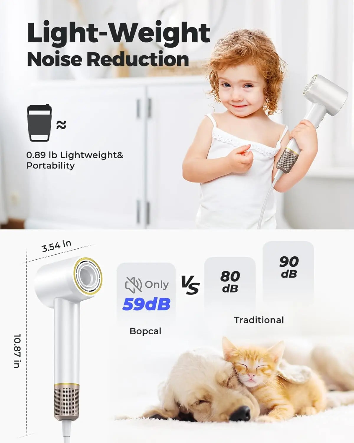 High-Speed Ionic Hair Dryer with 4 Heat Modes, LED Indicator and Magnetic Nozzle