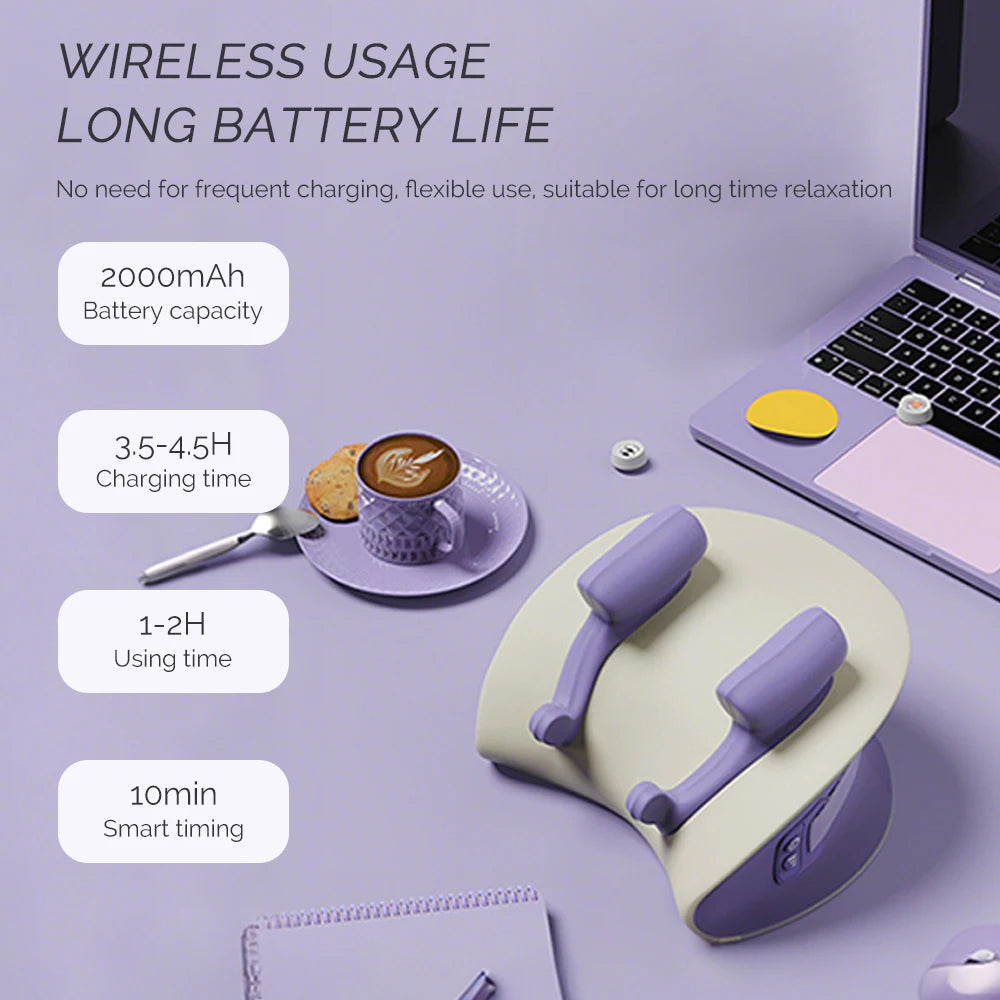 Wireless Neck and Shoulder Massage Pillow with Heat | 6D Kneading Heads, 2 Heat Levels & 2000mAh Rechargeable Battery