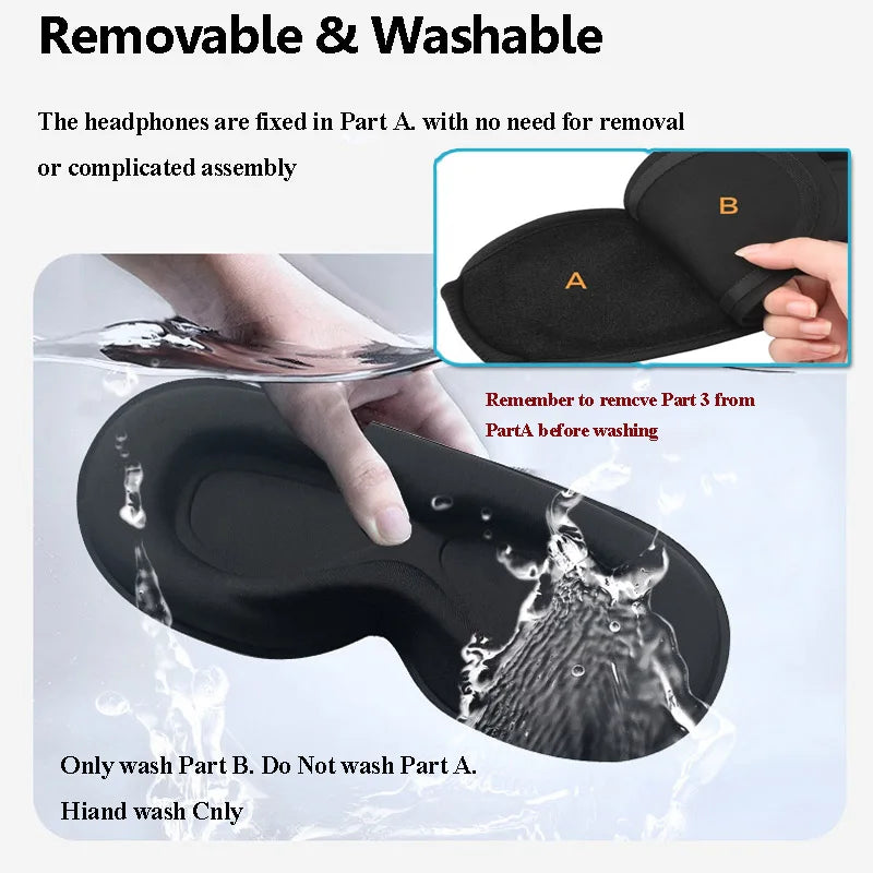 Sleep Headphones Eye Mask | Bluetooth 3D Blackout Sleeping Mask with Wireless Audio, Ultra-Thin Speakers & Adjustable Fit