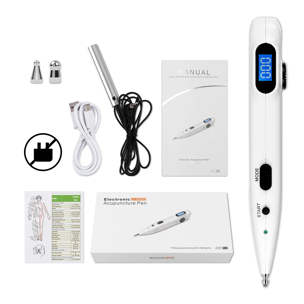 Electronic Acupuncture Pen with Auto Acupoint Detection | Needle-Free Pulse Stimulation, 9 Intensity Levels, 2 Probes & USB Rechargeable