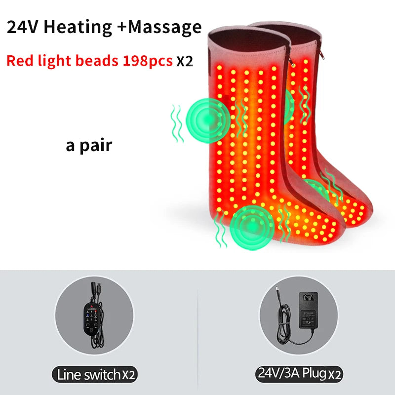 Heated Foot Wrap Boots with Red Light and Vibration | 3 Heat Levels, 3 Massage Modes, Adjustable Fit & Single or Pair Options