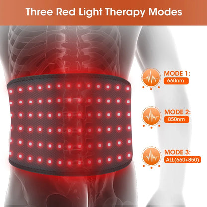 Red Light Therapy Belt | 660nm 850nm Near Infrared Waist Wrap for Lower Back, Lumbar Support & Pain Relief
