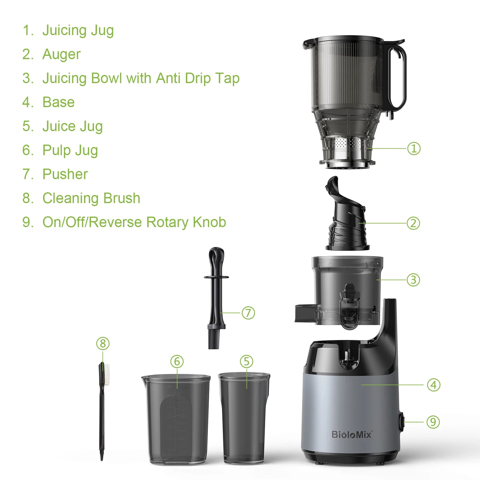 Cold Press Juicer Machine | Wide Chute Slow Masticating Juicer with Quiet Motor, Triple Filter & Easy Clean Rinse Plug | BPA-Free 150W Juicer Extractor