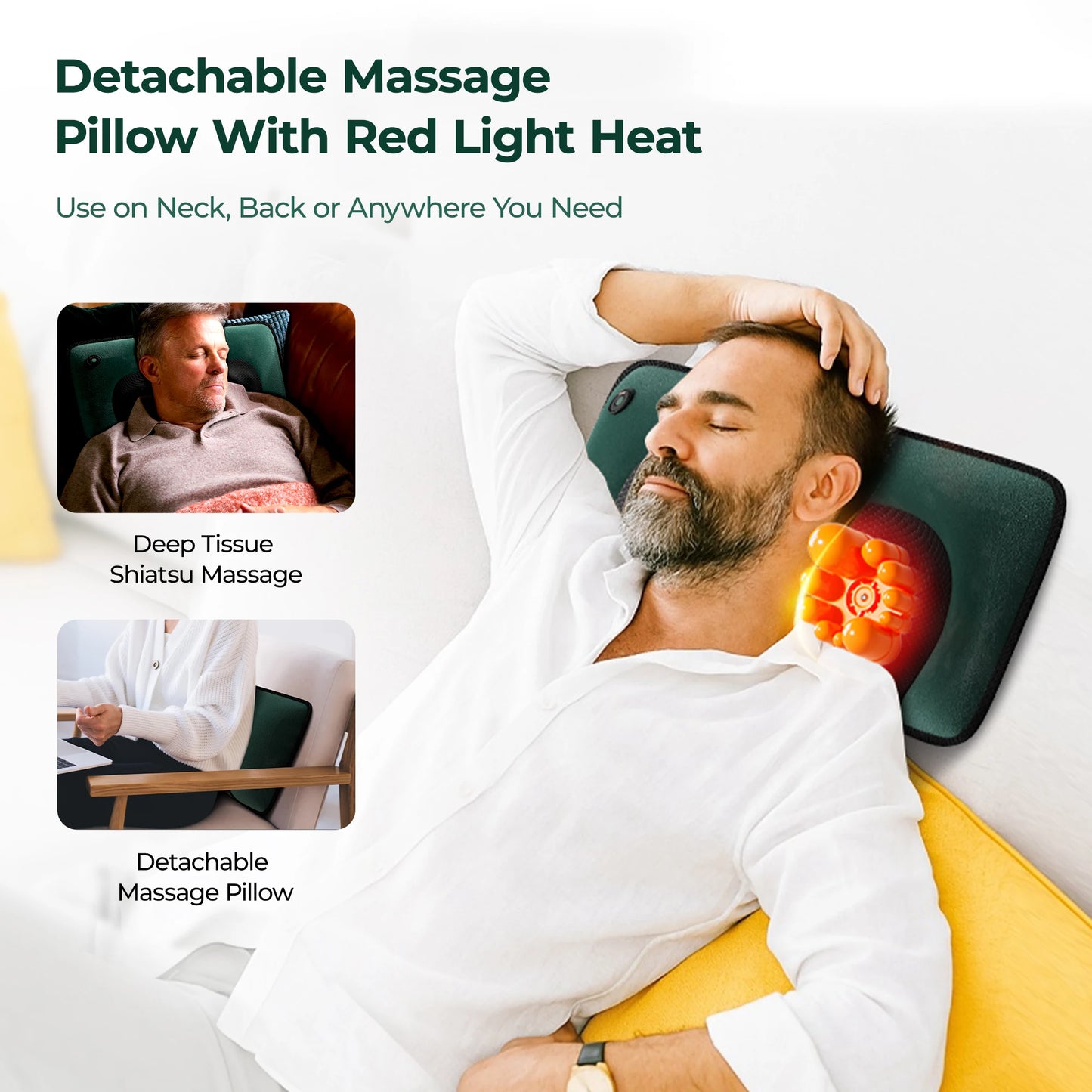 Full Body Massage Mat with Heat | 10 Vibration Motors, 9 Modes, Detachable Neck Pillow & Optional Foot Massager