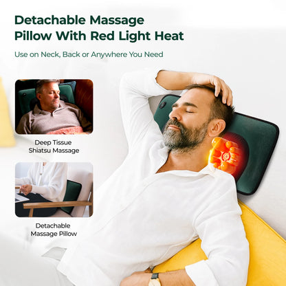 Full Body Massage Mat with Heat | 10 Vibration Motors, 9 Modes, Detachable Neck Pillow & Optional Foot Massager