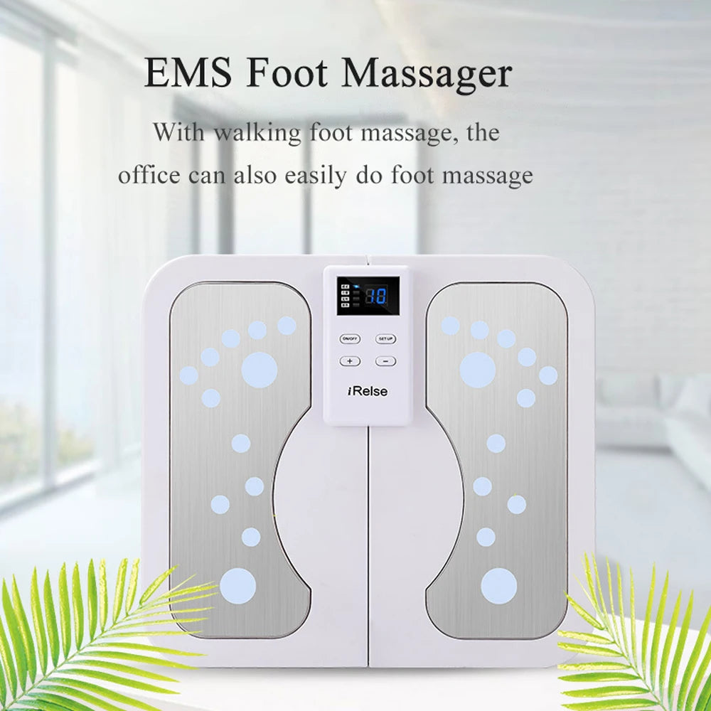 EMS and TENS Foot Massager Mat with Heat | 3 Heat Levels, Adjustable Intensity, LCD Control & Foldable Design