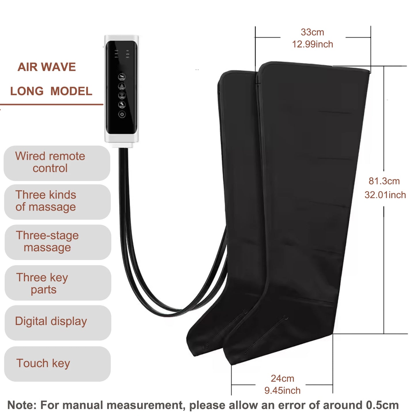 Air Compression Leg Massager Boots | 6-Airbag Foot, Calf & Knee Massage System with 3 Modes, 3 Intensities & LED Control