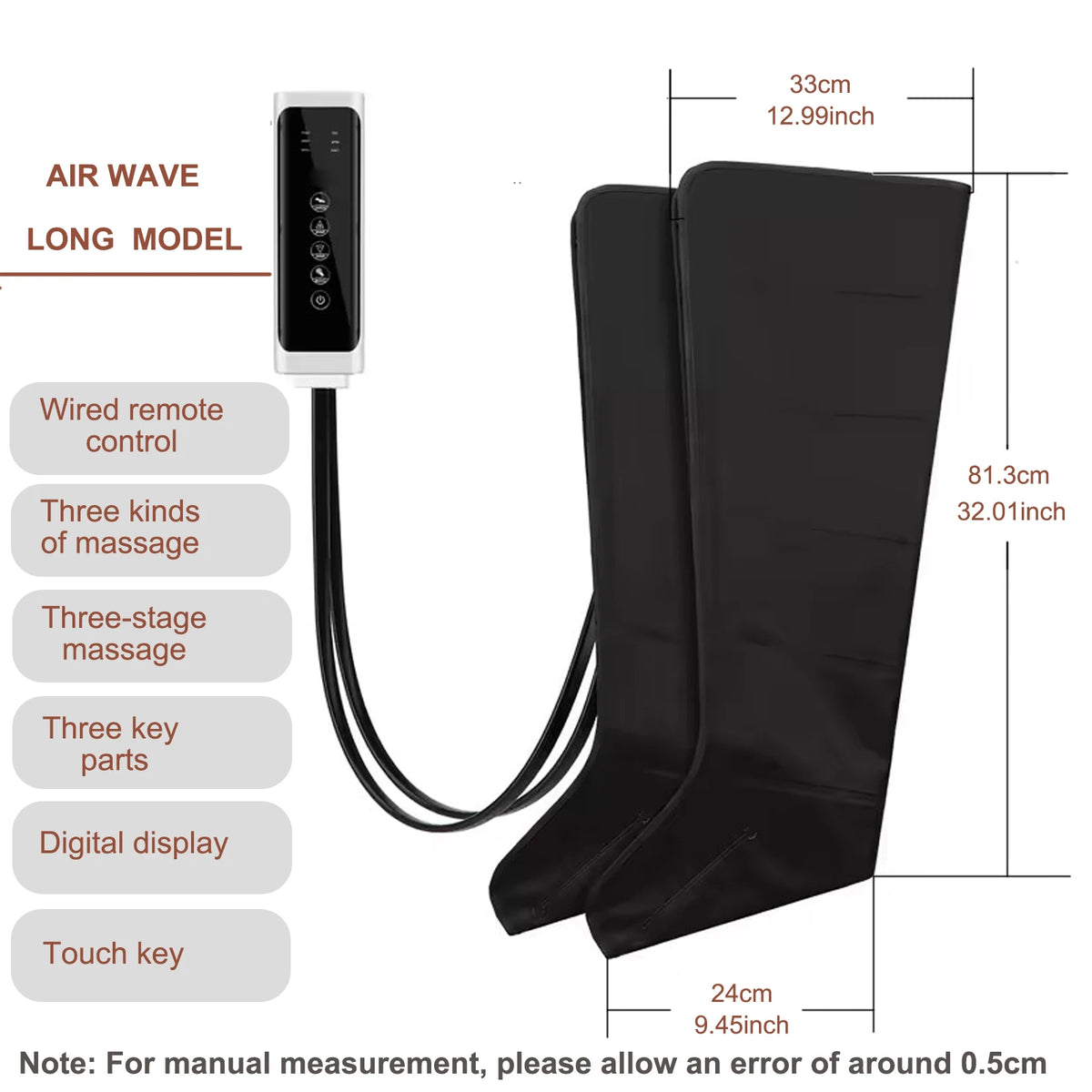 Air Compression Leg Massage Boots with Wired Controller